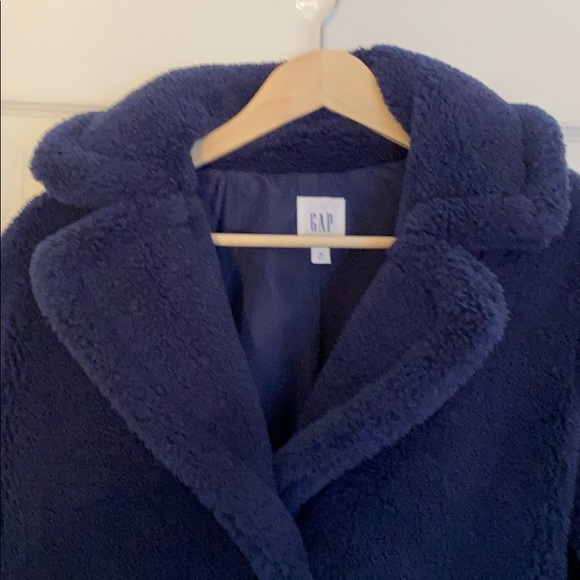 Gap Blue Teddy Sherpa Coat Lined Medium 